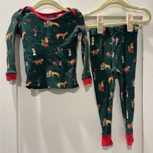 Angel Dear Green Pajama Set with Festive Dog Print